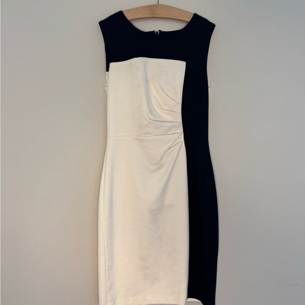 Calvin Klein Cream and Black Sheath Mini Dress for Cocktail